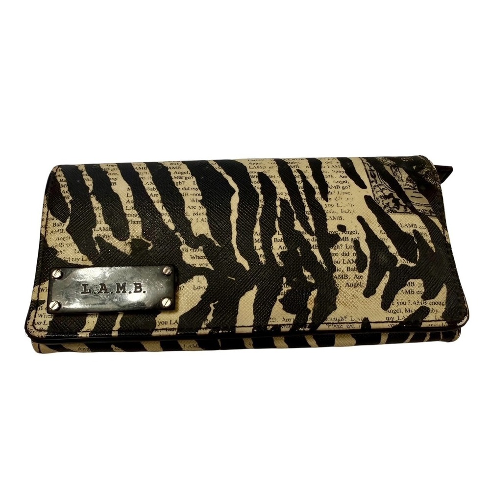 Vintage Y2K L.A.M.B Wallet Gwen Stefani Vintage Zebra Newspaper Print Leather